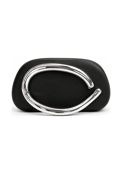 Aylesh Valenne Kadın Siyah Abiye Çanta Metal Saplı Clutch Omuz Ve El Çantası Gümüş Detaylı Siyah Siyah