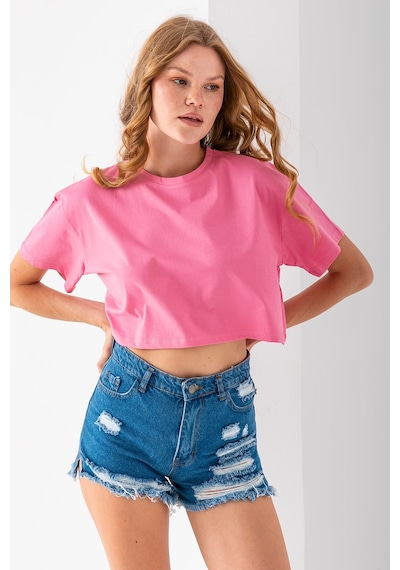 Giysa Kadın Bisiklet Yaka %100 Pamuk Basic Crop T-shirt Pembe - 925007 Pembe Giysa Kadın Bisiklet Yaka %100 Pamuk Basic Crop T-shirt Pembe - 925007 Pembe