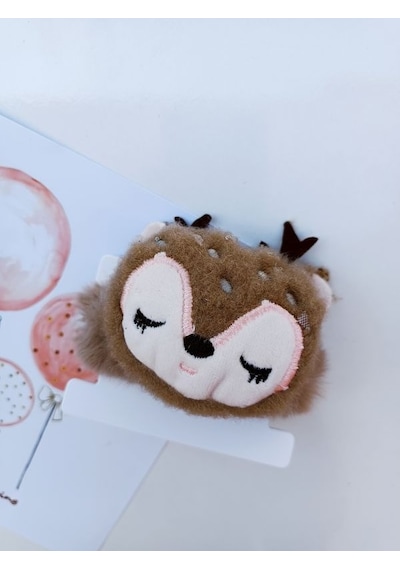 Figürlü Peluş Bağlama Tokası - Kahverengi Çok Renkli