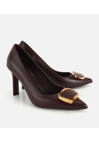 Hotiç Kadın Kahverengi Gold Toka Detaylı İnce Topuklu Stiletto 01ayh332670a480 01ayh332670a480