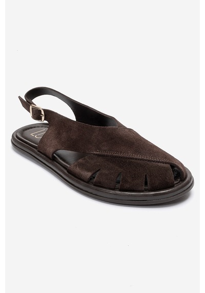 Luvishoes Belas Kahverengi Süet Hakiki Deri Kadın Sandalet