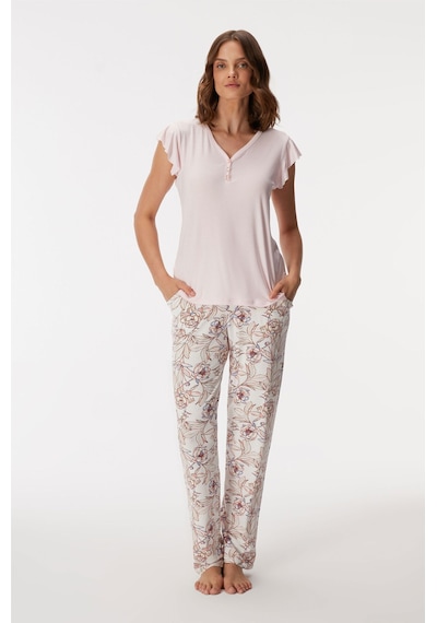 Anıl Man11370-1006 Anil Ev Giyim Man11370 11370 Kadın T-shirt Ve Pantolon Takım Pembe
