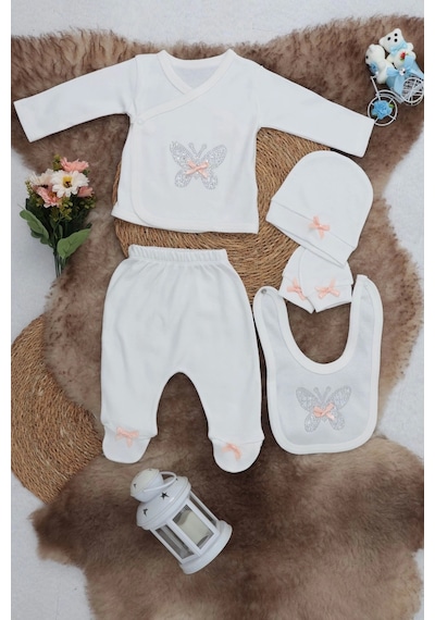 Sema Baby 5 Parça Hastane Çıkışı Zıbın Seti 0-3 Ay - Butterfly Çok Renkli