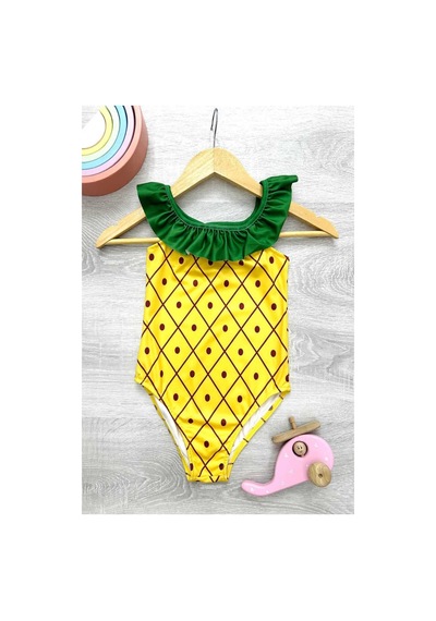 My Kids Wear Çapraz Fırfır Askılı Kız Çocuk Mayo Mor - Mavi
