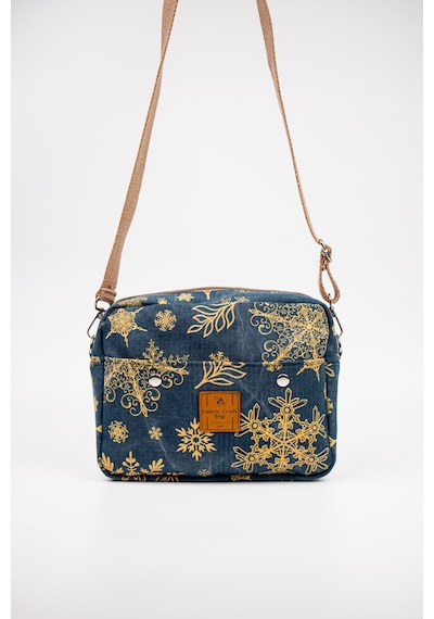 Fabric Craft Bag Omuz Çantası Kadın Taş Yıkamalı Duck Kumaş Çapraz Askılı Günlük Çanta Lacivert - Sarı