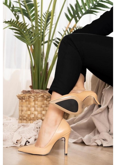Aycan Shoes Kadın Kaydırmaz Taban Yumusak Deri Topuklu Stiletto Alara 001