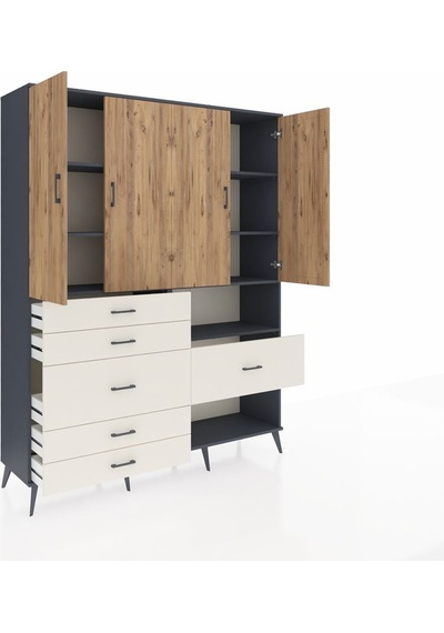 Hyperion Gardrop 7 Raflı 6 Çekmeceli 4 Kapaklı 176x44x221 Antrasit-çam/aytaşı Çam/aytaşı Hyperion Gardrop 7 Raflı 6 Çekmeceli 4 Kapaklı 176x44x221 Antrasit-çam/aytaşı Çam/aytaşı