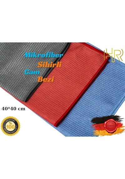 Hrpak Mikrofiber Cam Araba Mutfak Temizlik Bezi 3'lü 40 x 40 CM