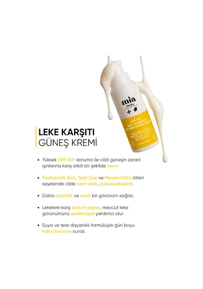 Mia Klinika Leke Karşıtı Güneş Kremi SPF50+ 50 ML