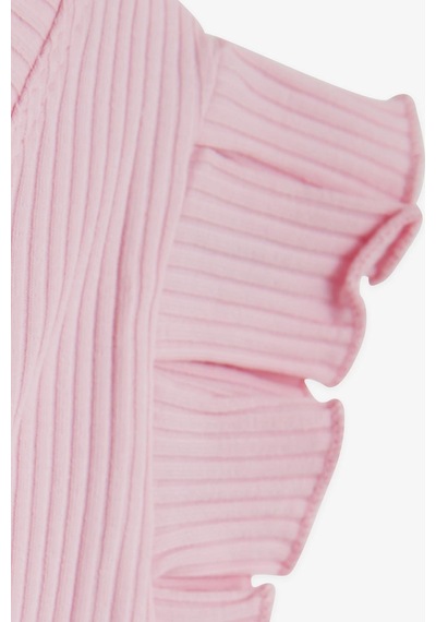 Breeze Kız Çocuk Crop Tişört Kolları Fırfırlı 8-14 Yaş, Pembe-pembe Pembe