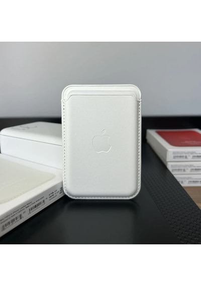 Magsafe Deri Cüzdan Kartlık Tüm Modellerle Uyumlu - Bordo Beyaz