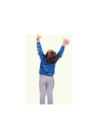 Breeze Erkek Bebek Eşofman Takımı Dinozor Baskılı Mavi (9 Ay-1.5 Yaş)