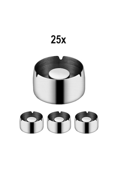 25 Adet Çelik 8 Cm Kafe Restaurant Lokanta Yuvarlak Kül Tablası Küllük Mt172by