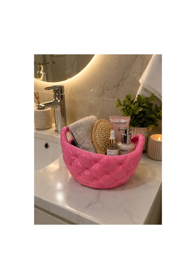Dekoratif Banyo Düzenleyici / Organizer Pembe Pembe