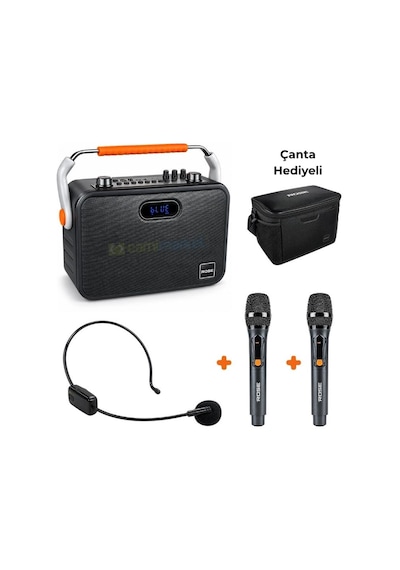 Rose Acoustic Hp-501-eek 150 Watt Kablosuz Çift El Ve Kafa Mikrofonlu Usb-sd-bluetooth Taşınabilir Ses Sistemi