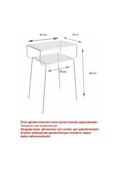 Geyik Yan Sehpa, Metal Sehpa, Cam Sehpa, Salon, Yatak Odası, Antre Beyaz