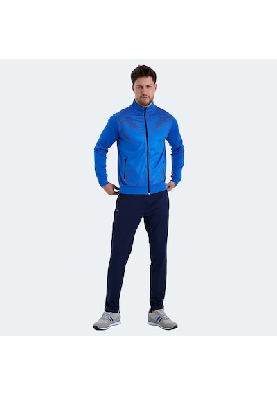 Slazenger RECOGNIZE Erkek Fermuarlı Dik Yaka Cepli Saks Mavi Eşofman Takımı