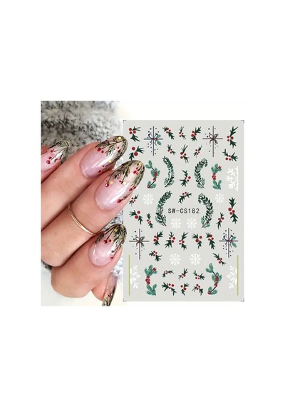 2'li Geyik Kar Tanesi Noel Baba 3d Tasarım Yapışkan Tırnak Sticker Dövmesi Nail Art Tottoo