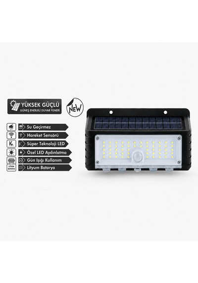 44 Led Güneş Enerjili Hareket Sensörlü Led Duvar Lambası Pd672 Çok Renkli