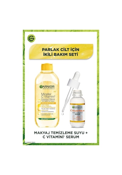 C Vitamini İkili Bakım Seti - Parlak Süper Aydınlatıcı Serum & Micellar Makyaj Temizleme Suyu 400ml pktcvtsrmmclrmkyajtmzlyc-9236