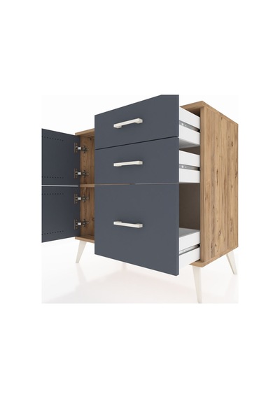 Hyperion Şifonyer Tek Raflı 3 Çekmeceli 2 Kapaklı 88x44x80 Çam-antrasit Antrasit Hyperion Şifonyer Tek Raflı 3 Çekmeceli 2 Kapaklı 88x44x80 Çam-antrasit Antrasit