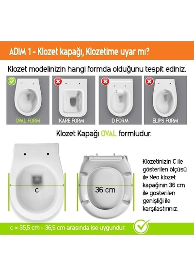 Akdeniz Uyumlu Yavaş Kapanır Klozet Kapağı Sök Tak Özellikli Thermoplast