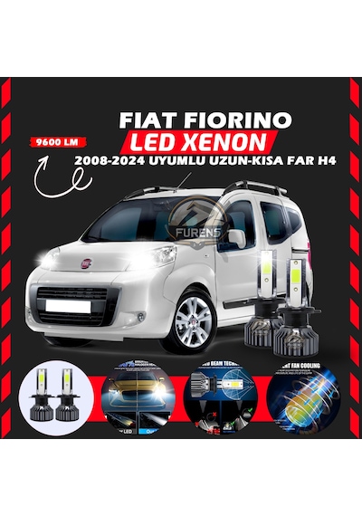 Fiat Fiorino 2008-2024 Uzun - Kısa Far Uyumlu Şimşek Etkili Led Xenon Pro Series H4