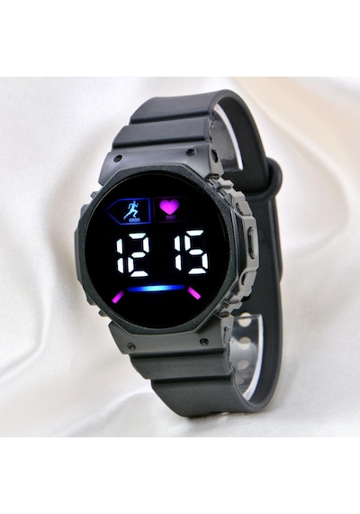 Pinkoli Siyah Silikon Kordonlu Led Watch Genç Kız Kadın Kol Saati