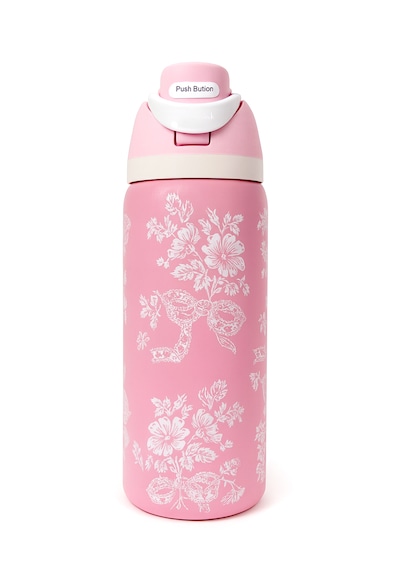 Owala 32 Oz 946 Ml Freesip Desenli Çift Katmanlı Paslanmaz Çelik Termos Kilitli Kapak Açık Pembe
