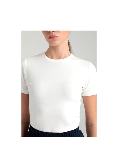 Cloudymood Ultra Soft Yuvarlak Yaka Kısa Kol Bluz Ekru - 892428274 Ekru