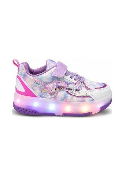 Patenli Işıklı Cırtlı Çocuk Sneaker Ayakkabı Lila Beyaz 30-37 Beyaz - Mor