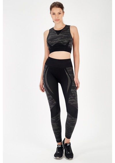 Maraton Active Slimfit Kadın Bisiklet Yaka Kolsuz Fitness Siyah Bra 813054-Siyah