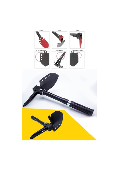 Katlanır Multi Çelik Kürek. Çekiç. Çapa - Multitools