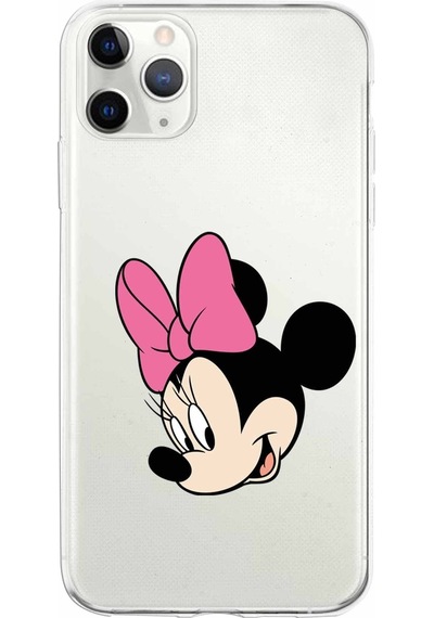 Apple Uyumlu iPhone 11 Pro Max  Kapak Minnie Mouse Tasarımlı Şeffaf Silikon Kılıf