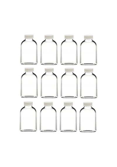 Rotanev 12 Adet Cam 50 ML Mini Shot Ginger Detox Şişe Plastik Sızdırmaz Kapaklı Kolonya Koku Süs Küçük Şişe