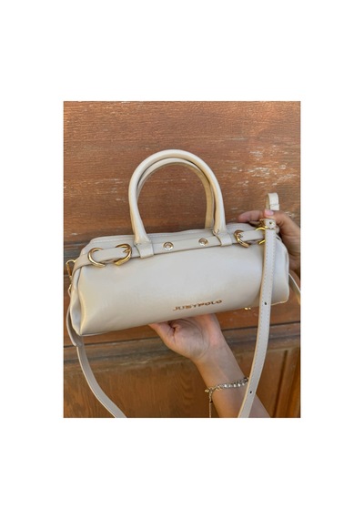 Just Polo Kadın Gold Detaylı Silindir Tasarım El Ve Omuz Çantası Shoulder Bag Ebat : 27 X 13 Cm Kum