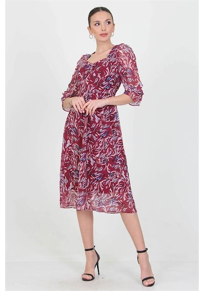 Neşeli Butik Kadın Bordo Kalp Yaka Yeni Sezon Desenli Şifon Elbise Ry0030 Bordo Neşeli Butik Kadın Bordo Kalp Yaka Yeni Sezon Desenli Şifon Elbise Ry0030 Bordo