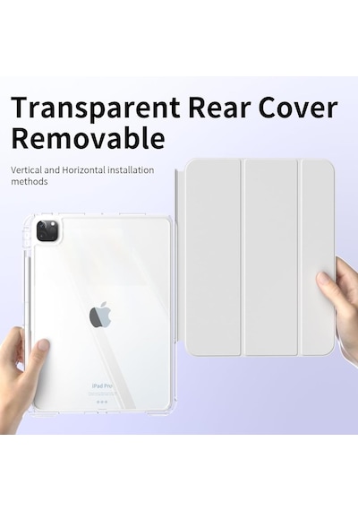 Apple Uyumlu iPad Pro 12.9 3./4./5./6. Nesil Kılıf Kalem Bölmeli Akrilik Şeffaf Ayrılabilir Case 2018-2022 Kılıf