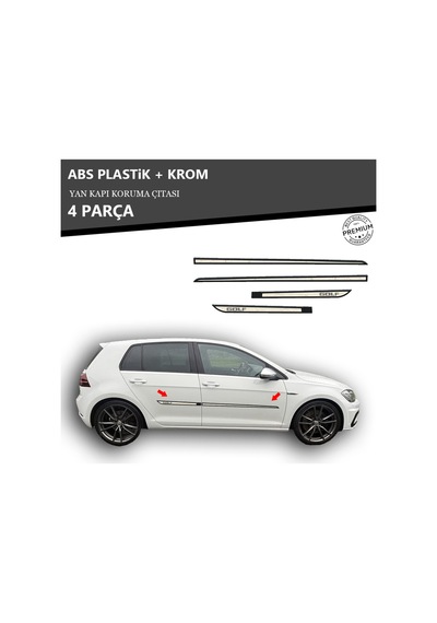 Volkswagen Golf 7 Yan Kapı Koruma Çıtası Plastik + Krom