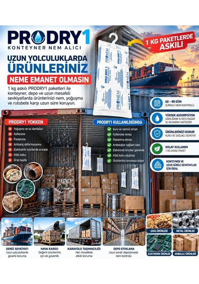 Prodry 1 Konteyner Nem Alıcı Aktif Kil Askılı Rutubet Giderici, Nem Tutucu, Yoğuşma Ve Korozyon Önleyici 5 Pa Diğer