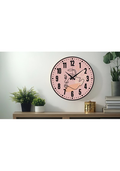 Dekoratif Türkçe Rakamlı Uv Baskılı Duvar Saati Sessiz Akar Mekanizma 40cm Metal Akrep Yelkovan Mor