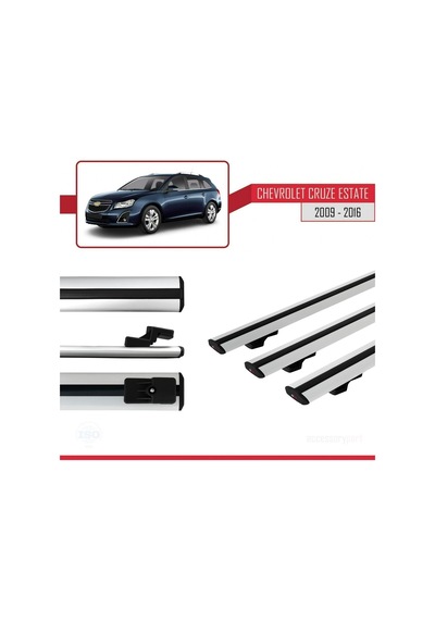 Chevrolet Cruze 2009-2016 Arası İle Uyumlu Basic Model Ara Atkı Tavan Barı Gri 3 Adet