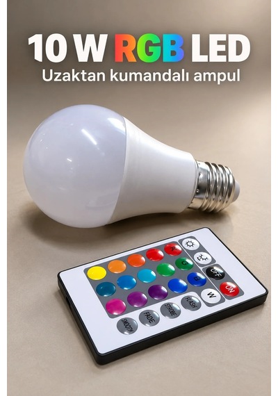 Lb Renkli Led Ampul Kumandadan Beyaz Işık Seçimli