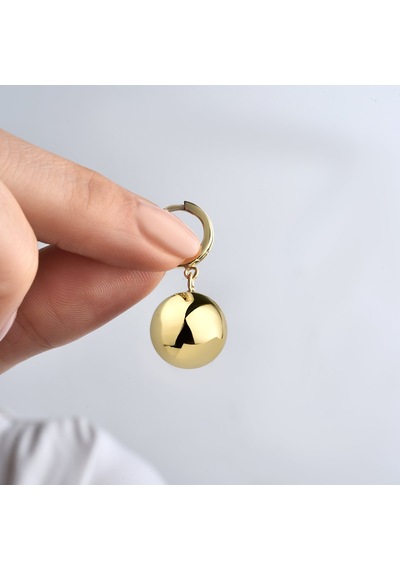 925 Ayar Altın Mikron Kaplama Top Sallantılı Küpe - E00279 Gold