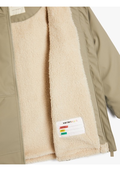 Koton Oversize Kapşonlu Mont Cep Detaylı Haki 5wkg00013aw Haki