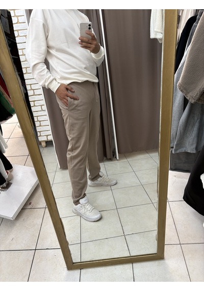 Tuba Toptaş Pike Jogger Pantolon Bej