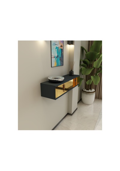 Skyn 90 Cm Kapaklı, Raflı ,duvara Monte Dresuar Makyaj Masası Antrasit-altın Antrasit - Altın Skyn 90 Cm Kapaklı, Raflı ,duvara Monte Dresuar Makyaj Masası Antrasit-altın Antrasit - Altın