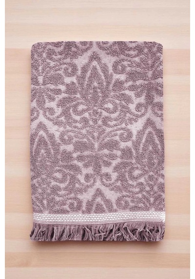 2 Parça Jakarlı Banyo Havlu Takımı %100 Pamuklu 90x150 Cm Arden Mor Çok Renkli