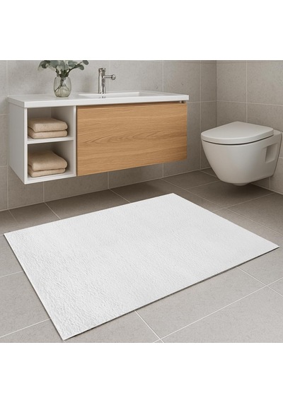 Tr Beyaz Banyo Paspası Peluş Kaymaz Tabanlı Yumuşak Doku Makinede Yıkanabilir 4 Ölçü 40x60 Cm Genel