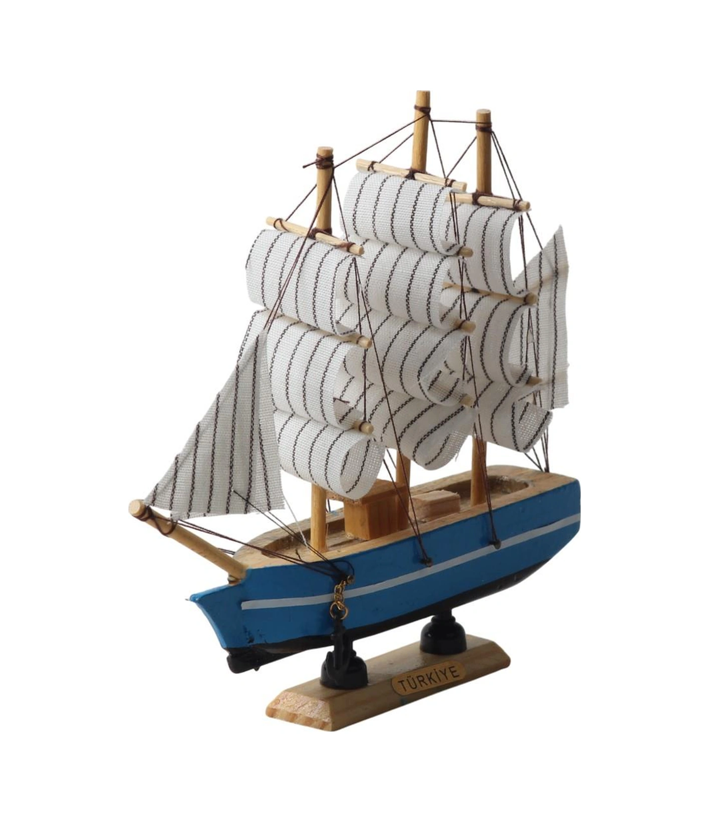 Dekoratif Ahşap El Yapımı Yelkenli Gemi Maketi Masaüstü Biblo Ev Ofis Hediyesi 19 Cm. Model D
